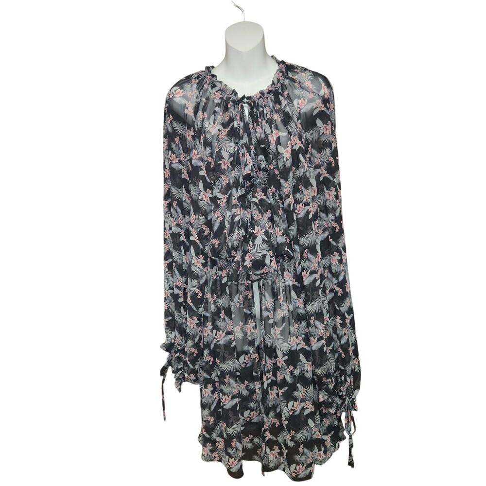 Victorias Secret XS/S Sheer Chiffon Cover Up Kimono Robe‎ Topper Sheer Floral